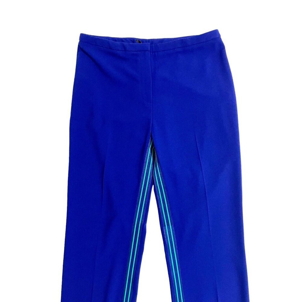 T Tahari Blue Dress Suit Pants Straight Leg Green Inseam Stripe SZ 4 New - Picture 2 of 11